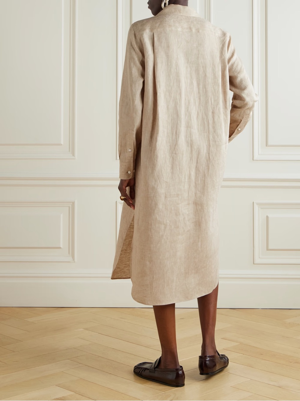 Loro Piana 100% linen shirtdress ivory tunic luxury resort-wear breathable SZ 38 - Picture 2 of 7